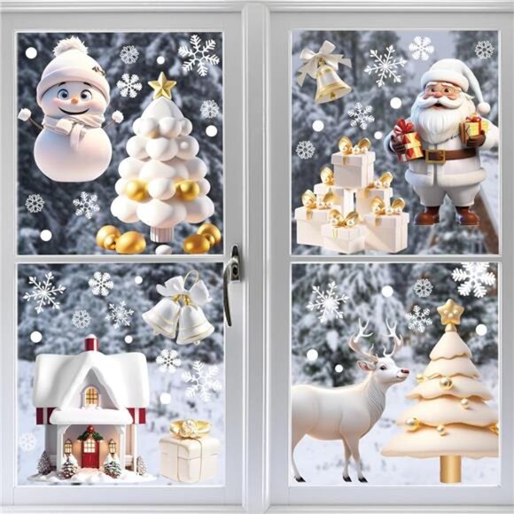 251PCS 3D Christmas Snowflake Window Clings - Holiday Decorations for Glass - Picture 4 of 8